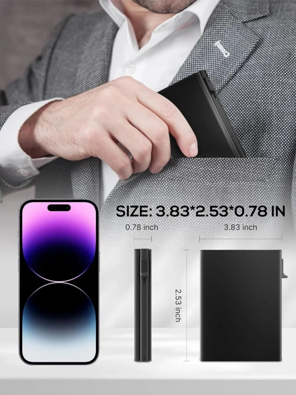 Slim RFID Blocking Wallet for Men - Minimalist Pop Up Card Holder, Leather